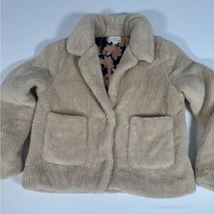 Trovata Cream Faux Fur Jacket with Floral Lining